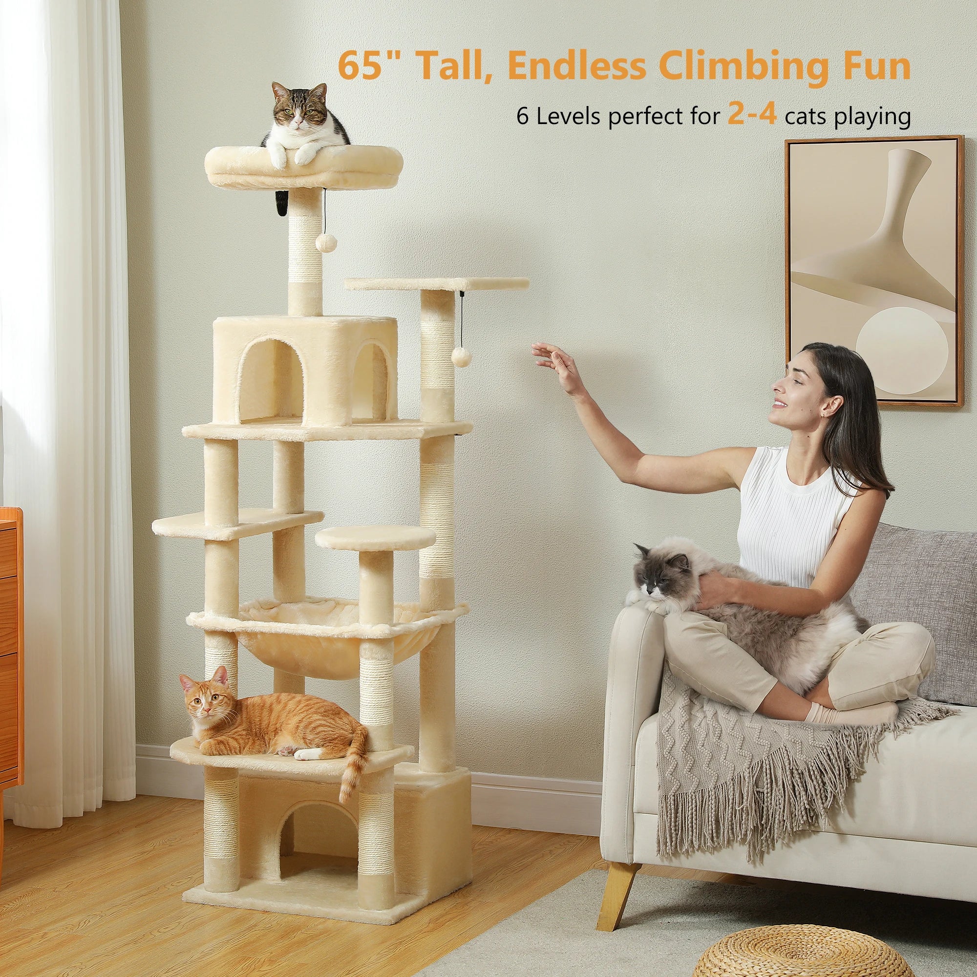 Tall Cat Tree with Scratching Posts