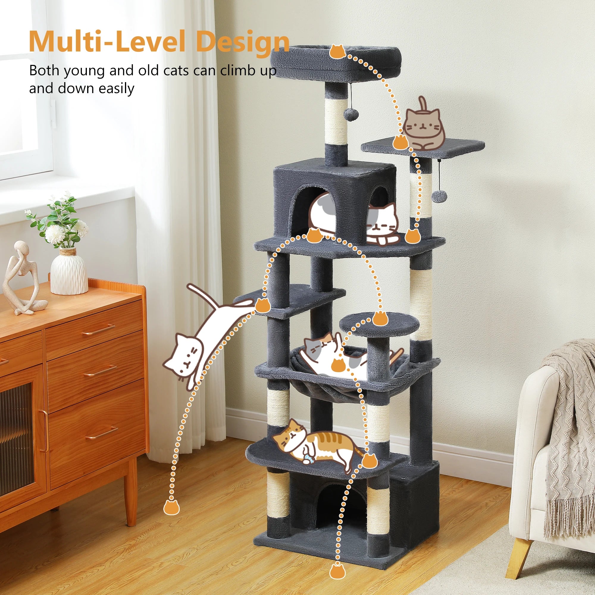 Tall Cat Tree with Scratching Posts